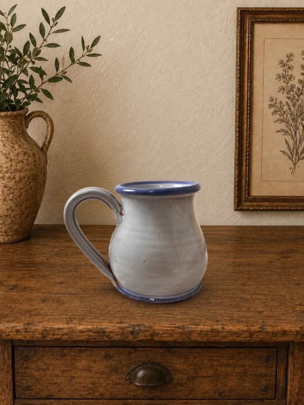 Deneen Pottery Hand Thrown Mug Blue Olde Buffalo Inn Nappanee Bed and Breakfast - Picture 3 of 5
